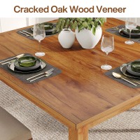 Tribesigns Wood Dining Table Farmhouse Kitchen Table For Dining Room Living Room, 2-4 Person Dining Room Table Square Dinner Tables With Wooden Legs Oak Top For Small Space, Rustic Brown(Only Table)