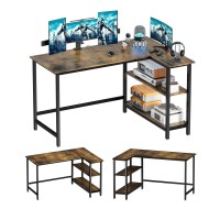 Woodynlux L Shaped Desk 39 Home Office Computer Desk With Shelf Gaming Desk Corner Table For Work Writing And Study Space