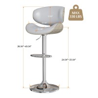 Yafiti Bar Stools Set Of 3 Bentwood Adjustable Height Swivel Bar Stools Pu Leather Upholstered Bar Chair With Back And Footres