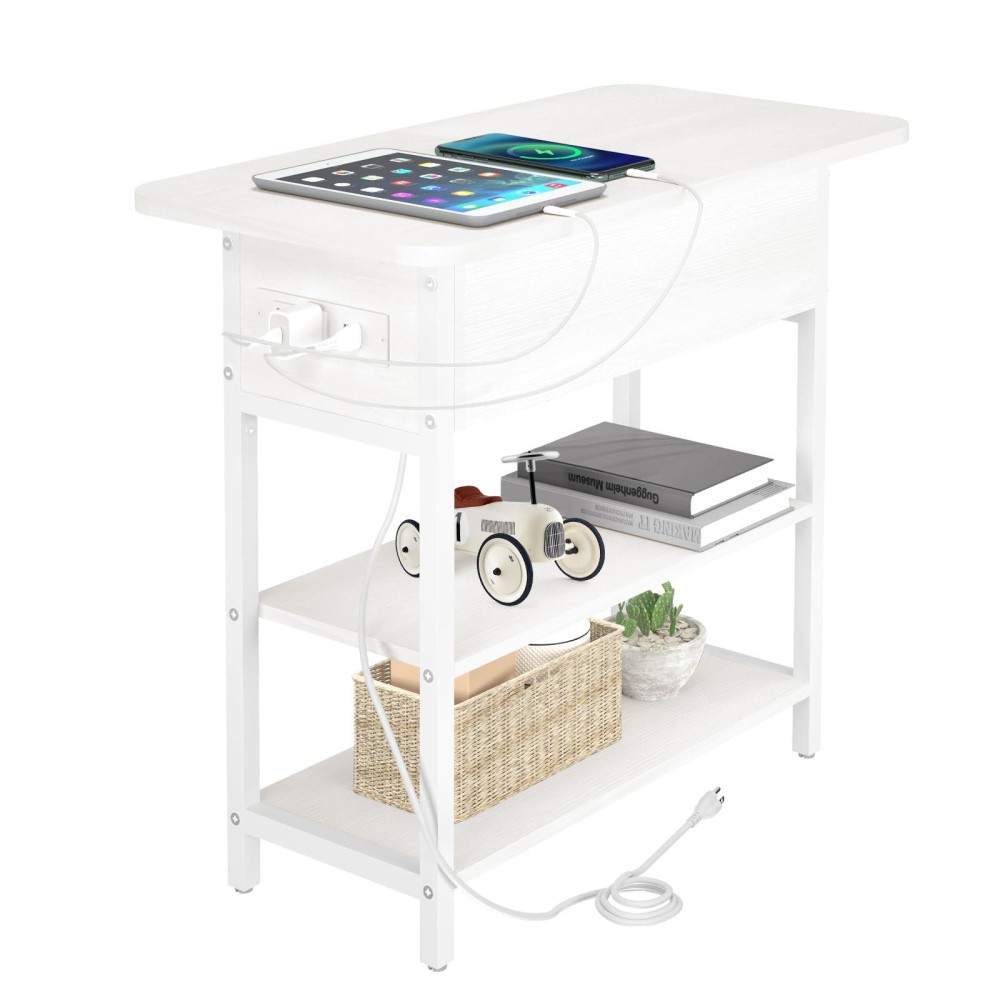 Yoobure End Table With Charging Station Flip Top Side Table With Usb Ports And Outlets Sofa Couch Table Bedside Table For Livi