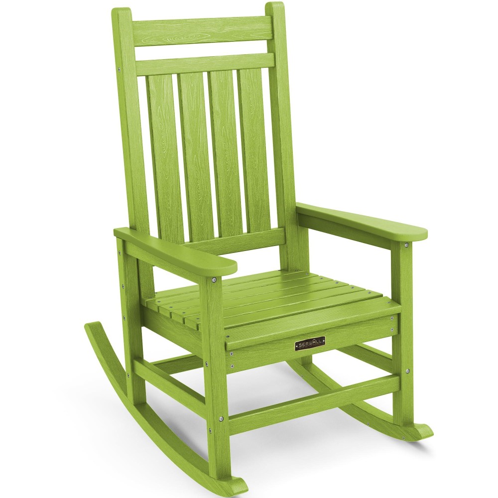 Serwall Hdpe Rocking Chair Outdoor Rocking Chair For Adults All Weather Porch Rocker For Lawn Garden Lime