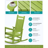 Serwall Hdpe Rocking Chair Outdoor Rocking Chair For Adults All Weather Porch Rocker For Lawn Garden Lime