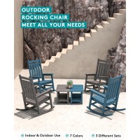 Serwall Hdpe Outdoor Rocking Chair Set Of 8 Outdoor Rocking Chairs For Adults All Weather Outdoor Rockers For Lawn Grey