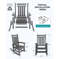 Serwall Hdpe Outdoor Rocking Chair Set Of 8 Outdoor Rocking Chairs For Adults All Weather Outdoor Rockers For Lawn Grey