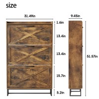 Maupvit Shoe Storage Cabinet With 3 Flip Drawers Freestanding Organizer With Metal Legs For Entryway Narrow Shoe Rack Cabinet