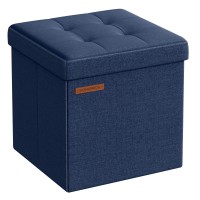 Songmics Storage Ottoman Foldable Small Ottoman Foot Rest 118 Inches Foot Stool Cube Ottoman With Storage Load Up To 286 Lb