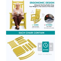 Serwall Hdpe Rocking Chair Set Of 4 Outdoord Rocking Chairs For Adult Yellow