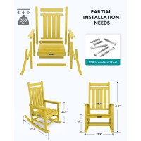 Serwall Hdpe Rocking Chair Set Of 4 Outdoord Rocking Chairs For Adult Yellow