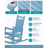 Serwall Hdpe Outdoor Rocking Chair Set Of 6 Outdoor Rocking Chairs For Adults All Weather Outdoor Rockers For Lawn Light Blue