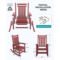 Serwall Outdoor Rocking Chair Set Of 2 Hdpe Rocking Chairs For Adult All Weather Porch Rockers For Lawn Garden Crimson Red