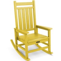 Serwall Hdpe Rocking Chair Outdoor Rocking Chair For Adults All Weather Porch Rocker For Lawn Garden Yellow