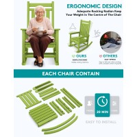 Serwall Hdpe Outdoor Rocking Chair Set Of 8 Outdoor Rocking Chairs For Adults All Weather Outdoor Rockers For Lawn Lime