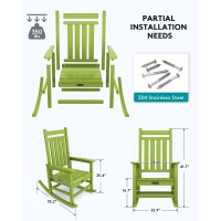 Serwall Hdpe Outdoor Rocking Chair Set Of 8 Outdoor Rocking Chairs For Adults All Weather Outdoor Rockers For Lawn Lime