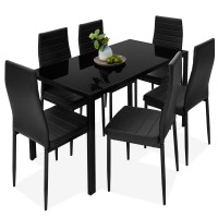 Best Choice Products 7Piece Glass Dining Set Modern Kitchen Table Furniture For Dining Room Dinette Compact Spacesaving Wg