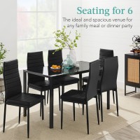 Best Choice Products 7Piece Glass Dining Set Modern Kitchen Table Furniture For Dining Room Dinette Compact Spacesaving Wg