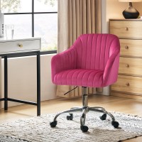 Hulala Home Velvet Fushia Office Desk Chair Swivel Computer Chair With Chromeplated Metal Base Height Adjustable Cozy Task Ch