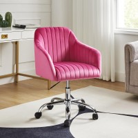 Hulala Home Velvet Fushia Office Desk Chair Swivel Computer Chair With Chromeplated Metal Base Height Adjustable Cozy Task Ch