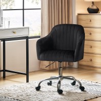 Hulala Home Velvet Black Office Desk Chair Swivel Computer Chair With Chromeplated Metal Base Height Adjustable Cozy Task Cha