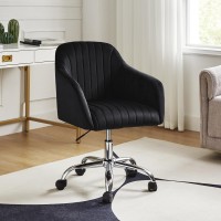 Hulala Home Velvet Black Office Desk Chair Swivel Computer Chair With Chromeplated Metal Base Height Adjustable Cozy Task Cha