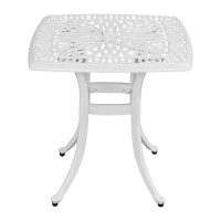 Vingli 21 Cast Aluminum Outdoor Side Table With 16 Umbrella Hole All Weather Square Patio Coffee Table Porch Table Outdo