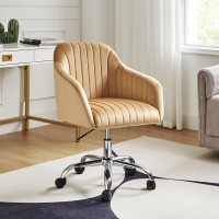 Hulala Home Velvet Mustard Office Desk Chair Swivel Computer Chair With Chromeplated Metal Base Height Adjustable Cozy Task C