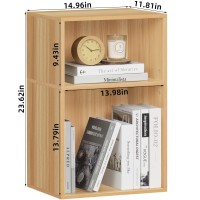 Leyaoyao 2 Cube Bookshelf Natural Record Player Stand Holds Up To 100 Albums Mini Wood Book Shelf Storage Organizer Turntable S