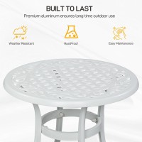 Vingli 24 Cast Aluminum Outdoor Side Table All Weather Round Patio Coffee Table Porch Table Outdoor Bistro Table Outdoor End