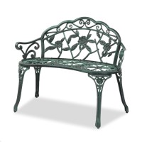 Vingli 385 Patio Park Garden Outdoor Metal Rose Bench Cast Iron Cast Aluminium Frame Antique Finish Chair Accented Lawn Front