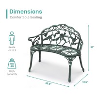 Vingli 385 Patio Park Garden Outdoor Metal Rose Bench Cast Iron Cast Aluminium Frame Antique Finish Chair Accented Lawn Front