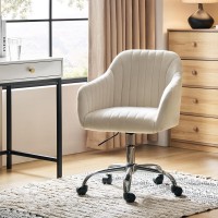 Hulala Home Velvet Tan Office Desk Chair Swivel Computer Chair With Chromeplated Metal Base Height Adjustable Cozy Task Chair