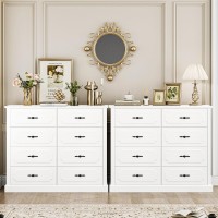 Finetones White Dresser Chest Of Drawers Wood Dresser 8 Drawer With Steel Handles Modern Dresser Drawers Floor Storage Cabinet