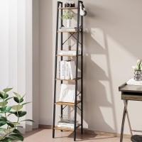 Hzuaneri Ladder Shelf Bookshelf Bookcase Freestanding Corner Storage Shelve With 2 Hooks For Home Office Living Room Kitchen