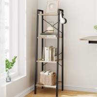 Hzuaneri Ladder Shelf Bookshelf Bookcase Freestanding Corner Storage Shelve With 2 Hooks For Home Office Living Room Kitchen