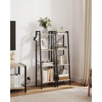 Hzuaneri Ladder Shelf Bookshelf Bookcase Freestanding Corner Storage Shelve With 2 Hooks For Home Office Living Room Kitchen