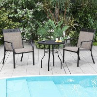 Giantex Patio Chairs Set Of 4, Outdoor Chairs With All Weather Fabric, High Backrest, Armrests, Heavy Duty Metal Armchair, Outside Dining Chairs For Porch Lawn Garden Yard Pool