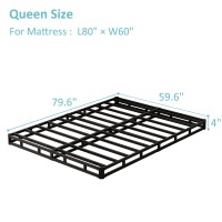 Upcanso Box Spring For Queen Bed Bed Base 4 Inch Low Profile Metal Queen Box Spring With Fabric Cover 3000 Lbs Max Weight Capa