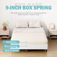 Upcanso King Box Spring Only 9 Inch Bed Base Metal Box Spring King With Fabric Cover High Proflie Mattress Foundation Heavy D