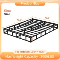 Husleephu King Box Spring 9 Inch High Profile Metal Box Spring King Bed Base With Fabric Cover Sturdy Mattress Foundation Eas