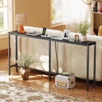 Superjare 70 Inch Console Table With Outlet Sofa Table With Charging Station Narrow Entryway Table Skinny Hallway Table Behi