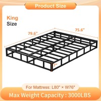 Husleephu King Box Spring 7 Inch Metal Box Spring King Bed Base With Fabric Cover Sturdy Mattress Foundation Easy Assembly N