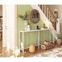 Superjare 70 Inch Console Table With Outlet Sofa Table With Charging Station Narrow Entryway Table Skinny Hallway Table Behi