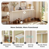 Superjare 70 Inch Console Table With Outlet Sofa Table With Charging Station Narrow Entryway Table Skinny Hallway Table Behi