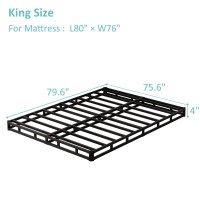 Upcanso King Box Spring Bed Base 4 Inch Low Profile Metal Box Spring King With Fabric Cover 3000 Lbs Max Weight Capacity Mattr