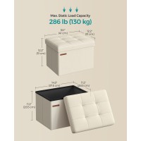 Songmics Small Folding Storage Ottoman Foot Rest Stool 122 X 161 X 122 Inches 286 Lb Load Capacity For Living Room Bedro