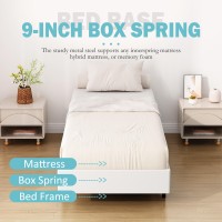 Upcanso Twin Box Spring Only 9 Inch Bed Base Metal Box Spring Twin Size With Fabric Cover High Proflie Mattress Foundation He