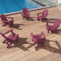 Serwall Adirondack Chair Set Of 6 For Patio Garden Outdoors Fire Pit Burgundy