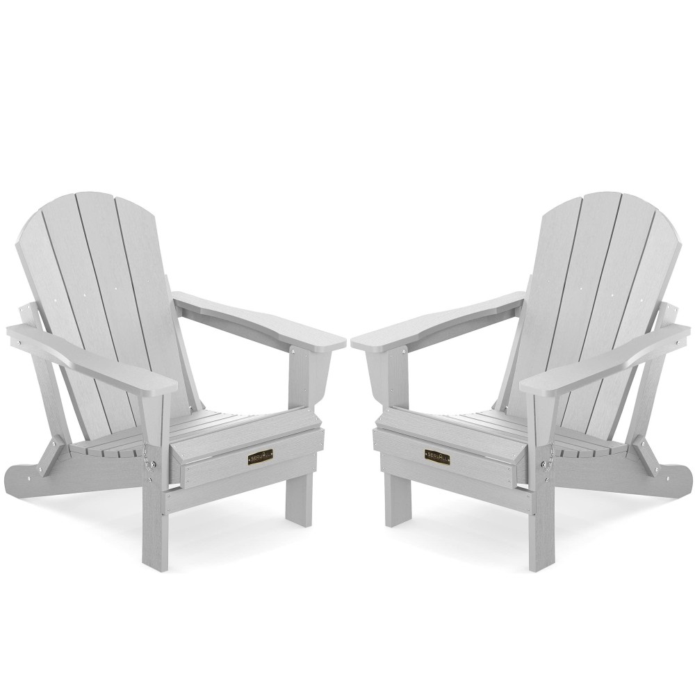 Serwall Folding Adirondack Chair Set Of 8 For Patio Garden Outdoors Fire Pit Spanish Gray