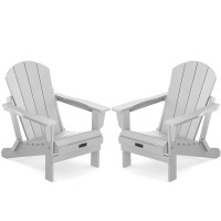 Serwall Folding Adirondack Chair Set Of 8 For Patio Garden Outdoors Fire Pit Spanish Gray