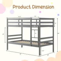 Gorelax Twin Over Twin Bunk Bed, Space Saving Wood Bed Frame W/Under Bed Storage, Ladder & Guardrail, Dorm & Multichild Family, Modern Bunk Bed For Kids, Teens, Sleepovers, Adults (Grey)