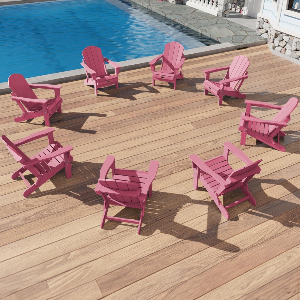 Serwall Adirondack Chair Set Of 8 For Patio Garden Outdoors Fire Pit Hot Pink